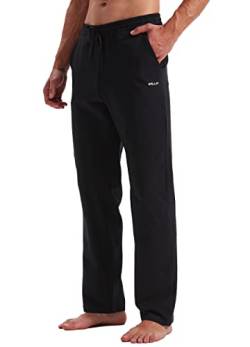 WILLIT Jogginghose Herren Baumwolle Yogahose Sweathose Trainingshose unten offen Athletic Sporthose Lounge Pants Loose Männer mit Taschen Schwarz S von WILLIT