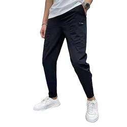 WINDEHAO Herren High Stretch Multi-Pocket Skinny Cargo Hose 2023 Neue Casual Wandern Outdoor Sweatpant Casual Jogger Pant (Black,38(100-105kg)) von WINDEHAO