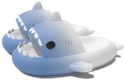 WINFY Hausschuhe fur Kinders Jungen und Madchen Hai-Pantoffeln Shark Slippers, Blau Weiss, innen length 16cm von WINFY