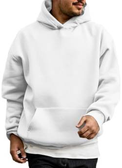 WINKEEY Hoodie Herren Oversize Kapuzenpullover Pulli Casual Hoody Pullover Langarm Sweatshirt Herbst Winter Oberteile Fashion Streetwear Mit Taschen,Weiß S von WINKEEY