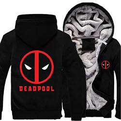 Herren Hoodies Jacke Jugend Anti Held Sweatshirt für Deadpool Print Casual Pullover Winter Warm Kapuze Langarm Hoody Mantel Cardigan Tops,Black-Aldult XL von WIOSEN