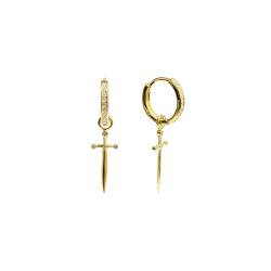 Ohrringe aus S925-Sterlingsilber for Damen, Dolch-Kreuz-Ohrringe, Ohrringe, Ohrringe, Diamant-Ohrringe(Material:Gold) von WIRPORR