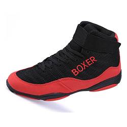 Wrestling Trainer Schuh, Leichte Boxer Trainer Fitnessstiefel rutschfeste Bodybuilding Schuhe Für Frauen Männer,Rot,43 EU von WJFGGXHK