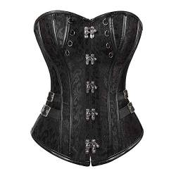 WLFFW Corsage Burlesque Damen Kunstleder Bustiers Korsett (EUR(36-38) L, Schwarz) von WLFFW