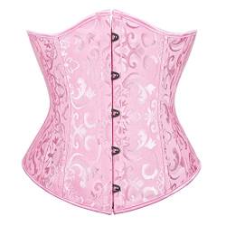 WLFFW Gothic Corsage Große Größen Korsett Damen Unterbrust (EUR(30-32) XS, Rosa) von WLFFW