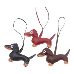 3 Stück Dackel Anhänger,Schlüsselanhänger Dackel Deko,Bag Charms Keychain Geschenke,Taschenanhänger,Dachshund,Welpe Hundetasche,Leder Glücksbringer,Weihnachtsgeschenke für Frauen,MäNner,MäDchen von WLVinson