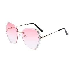 WNCKSQ Vintage-Mode Übergroße randlose Sonnenbrille Frauen Sexy Diamant Quadratische Sonnenbrille Für Frauen,C03,1 von WNCKSQ