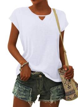 WNEEDU Tshirt Damen V Ausschnitt Bluse Damen Sommer Tank Top Oberteile Locker Lässig Sommershirts Leicht Luftig von WNEEDU