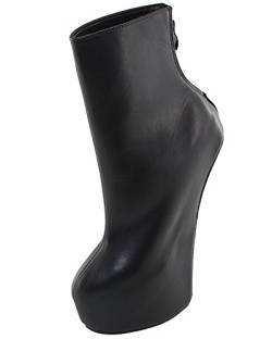 WONDERHEEL Damen Heelless Kurzschaft Plateau Stiefel Schwarz 44.5 EU von WONDERHEEL