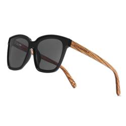 WOODONLY Holz Übergroße Polarisierte Sonnenbrille - UV400 Schutz Modern Shades für Herren und Damen Perfekte Geschenke (Schwarz) von WOODONLY