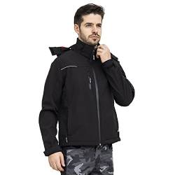 WORK IDEA Softshelljacke Herren Wasserdicht Atmungsaktiv mit abnehmbarem Hoodie, Radjacke, Regenjacke, Arbeitsjacke, Outdoor-Wandern von WORK IDEA