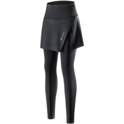 WOSAWE Damen Fahrradhose mit Rock Winter Warm Thermoleggings mit Atmungsaktiv 4D Schwamm Gepolsterte (Schwarz, L) von WOSAWE