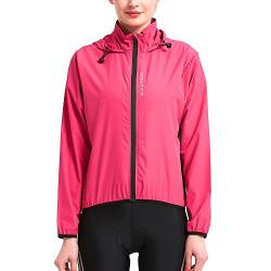 WOSAWE Damen Fahrradjacke mit Kapuze, Atmungsaktiv Laufjacke Leicht Windjacke (Rose, M) von WOSAWE