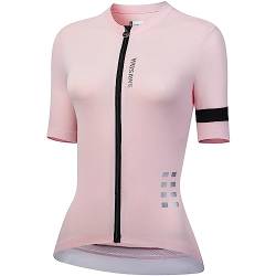 WOSAWE Damen Radtrikot Kurzarm Atmungsaktiv Schnelltrocknend Fahrradtrikot Sommer Rad Tops (Rosa, XS) von WOSAWE