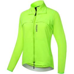 WOSAWE Fahrradjacke Herren Damen Abnehmbare Atmungsaktiv Laufweste Winddichte Radjacke mit YKK-Reißverschluss (Grün für Damen, S) von WOSAWE