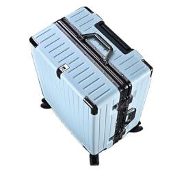 WOSHIXIAOKEAI Reisekoffer Aluminiumrahmen-Koffer for Männer Und Frauen, Leiser Universal-Rollen-Trolley, Studenten-Reisecode-Box Koffer(Blue) von WOSHIXIAOKEAI