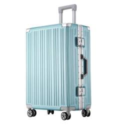 WOSHIXIAOKEAI Reisekoffer Trolley-Koffer mit Aluminiumrahmen, Kratzfest, PC-Hartschale mit großer Kapazität, Studenten-Trolley, Universalräder Koffer(Blue) von WOSHIXIAOKEAI