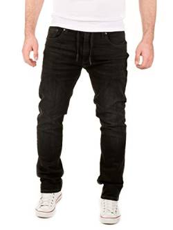 WOTEGA Noah - Bequeme Jogging Jeans - Herren Slim Fit Jogger Hosen - Trainingshose Jogjeans, Schwarz (Phantom Black 3R4205), W33/L36 von WOTEGA