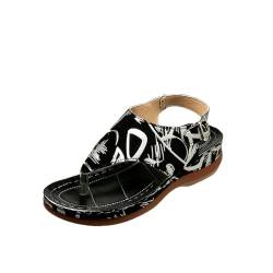 Damen Plateau Wedges Sandalen Sale Frauen Orthopädische Flip Flops Pantoffeln Offene Schuhe Plattform Sandaletten Freizeit Sommerschuhe Verstellbare mit Metallverschluss Sandals Sommer Römersandalen von WOXIHUAN