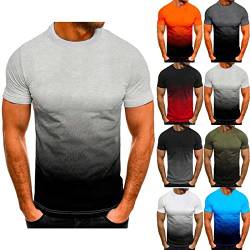 Herren Farbverlauf Rundhals Kurzarm Tshirt Männer Sommer Kurzärmlige Basic T-Shirts Male Leicht Baumwolle T Shirt Regular Fit Tops 3D Druck Gradient Oberteile Kurze Ärmel Lässig Slim-Fit-Hemd von WOXIHUAN