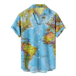 Herren Turndown Hemd Nicht-positionierender Druck Poloshirt Weltkarte Drucken T-Shirt Neuheit T Shirts Kurzärmlige Hawaiianischer Stil T-Shirts Sommer Urlaub Freizeithemd Strandkleidung Lässige Bluse von WOXIHUAN