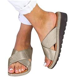 WOXIHUAN Damen Plateau Sandals Gekreuzte Riemen Sandalen Frauen Glitzer Sandalette Rutschfeste Sandal Dicke Sohle Sandale Offene Zehe Sandaletten Strand Wandersandale Slippers Atmungsaktiv Slippers von WOXIHUAN