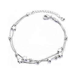 Armbänder für Frauen，Damen Armband Elegant Perle 925 Sterling Silber Stern Double Layer，Stern Armband Perle Armband Geschenke für sie von WOXJENA