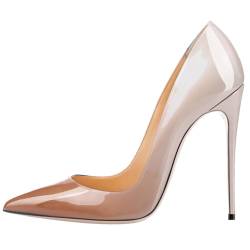 High Heels mit Farbverlauf für Damen, geschlossene, Spitze Zehenpartie, Schlupfschuhe mit Stilettoabsatz, Party- und Hochzeitspumps,Weiß,38 von WOkismD