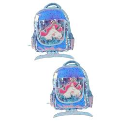 WRITWAA 2 STK Meerjungfrau Rucksack Vorschul-Büchertasche Rucksack für Mädchen schultüte Schulranzen Schoolbag Schultertasche Meerjungfrauen Umhängetaschen Einhorn-Rucksack Nylon Blue von WRITWAA