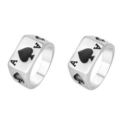 WRITWAA 2 Stk Pokerring schwarzer für Mann Finger Dekor herren dekor vintage rings earrings for men Herrenringe Ringe Mann männliches Fingerzubehör Stahl von WRITWAA