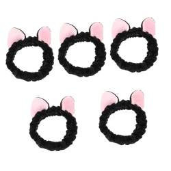 WRITWAA 5St Stirnband mit Katzenohren Plüsch-Make-up-Stirnband süßes Stirnband cat ears headband Katzenohren Haarband frauen stirnband Gesichtswaschstirnbänder für Frauen Black von WRITWAA