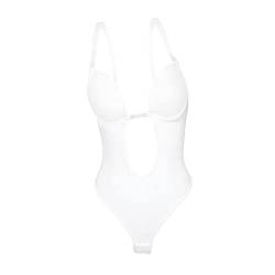 WRITWAA niedriger V-Ausschnitt Tief geschnittene Shapewear für Damen Korsettoberteile für Frauen figurbetontes Kleid Frauen Bustier Schlankheitsformer trägerlos Formwäsche Gestalter Weiß von WRITWAA