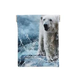 WSHFFILO Cool Animal White Polar Bear Printed Leather Slingshot Coin Pouch Coin Organiser, weiß, Einheitsgröße, Klassisch von WSHFFILO