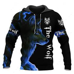 WSXJJ 3D Wikinger Odin Tattoo Hoodie Langarm Sweatshirt, Nordic Herren Casual Pullover Jacket Skandinavische Kleidung,Fenrir wolf hoodie,5XL von WSXJJ