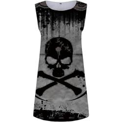 Gothic Dark Punk Nische Millennium Style Rock Skull Weste Kleid ärmelloses langes T-Shirt trendy-Totenkopf Weste Kleid-M von WSZJLN