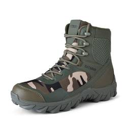 Taktische Stiefel für Herren, Militär- und Waldschuhe, Stiefel für Herren, Geschenke für 20-jährige Männer, besser geeignet zum Klettern, Abenteuer, im Herbst und Winter, camouflage grün, 39 1/3 EU von WTDXSPS