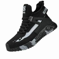 Zuverlässige Stahlkappe Sneaker für Herren, auslaufsichere Arbeitsschuhe für Damen, unverwüstliche Arbeitsschuhe mit Stahlkappe für Herren(Black,39 EU) von WTDXSPS