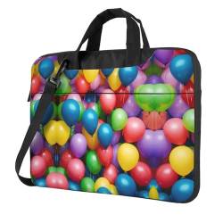 Laptoptasche mit bunten Luftballons, blauer Himmel, stilvolle Kuriertasche und Laptoptasche für Damen und Herren, Schulterriemen, Schwarz, 15.6 inch von WURTON