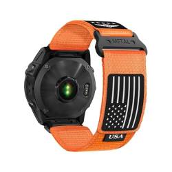 20mm 22mm 26mm Quick Fit Nylonarmband for Garmin Fenix ​​E 8 7 47MM 51MM 7X 6 6X 5X 5Plus Armband(Orange,26mm) von WUURAA