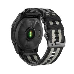 22 26 mm Nylon-Gewebearmband for Garmin Tactix7pro Fenix ​​8 E 7X 7 Pro 6X 6 5X 5Plus Quick Fit Armband(Black Gray,22mm(Fenix 8 47mm)) von WUURAA