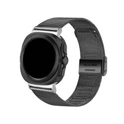 For Samsung Watch7 Ultra 47MM Schnalle Milanese Edelstahl Metallarmband for GALAXY WATCH 7 ULTRA 47MM No Gaps Quick Fit Armband(Black) von WUURAA