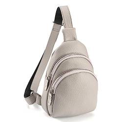 WUURAA Gürteltasche PU Bauchtasche Große Kapazität Sport Gürteltasche Brusttasche Multifunktions Frauen Crossbody Hüfttasche Umhängetasche, grau von WUURAA