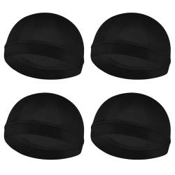 4 Stück Seidige Wellenkappen für Herren Strümpfkappen für 360 540 720 Wave Elastic Band Wellen Weich Atmungsaktiv Duschhaube Badezubehör Beanies Unisex (Schwarz) von WY LIGHTING LEVEL