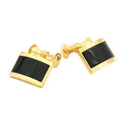 Manschettenknöpfe Herren 1 Paar Herren Business Armglieder Schwarz Glänzend Rechteckig Gold Kette Manschettenknöpfe Schwarz von WYCFGQ1