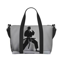 Beeindruckende Karate-Reisetasche, Wochenend-Handgepäck für Damen, Sporttasche, Workout-Reisetasche, Übernachtung, Schwarz , Einheitsgröße von WYCZHY