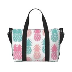 Farbige Ananas-Reisetasche, Wochenend-Handgepäck für Damen, Sporttasche, Workout-Reisetasche, Übernachtung, Schwarz , Einheitsgröße von WYCZHY