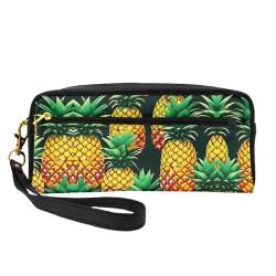 Kleine Kosmetiktasche mit tropischen Früchten, Ananas, tragbar, niedlich, Reise-Make-up-Tasche für Damen, Make-up-Pinsel-Organizer-Tasche, Schwarz , Einheitsgröße, Kosmetiktasche von WYCZHY