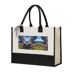 WYCZHY Kilauea Volcano Bloom Halloween-Tragetasche, Leinen-Geschenktasche mit Griffen, Tragetasche für Junggesellinnenabschied, Strandausflug, beige, Einheitsgröße von WYCZHY