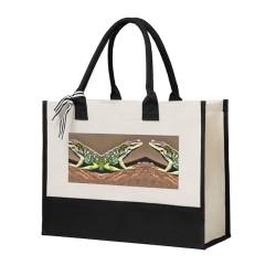 WYCZHY Lizard HD Halloween-Tragetasche, Leinen-Geschenktasche mit Griffen, für Junggesellinnenabschied, Strandausflug, beige, Einheitsgröße von WYCZHY