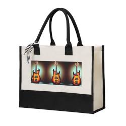 WYCZHY Tragetasche für Gitarre, Bass, Musikinstrument, Halloween, Leinen-Geschenktasche mit Griffen, Tragetasche für Junggesellinnenabschiede, Strandausflug, beige, Einheitsgröße von WYCZHY